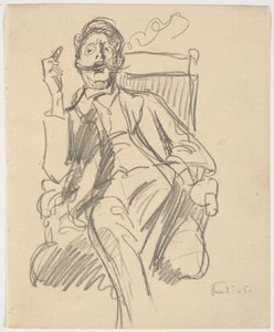 Der Kunsthistoriker Carl V. Petersen, sitzend, mit Zigarre