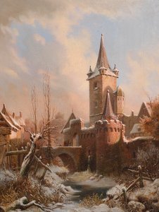 Carl Ludwig Ferdinand Messmann Schlosslandschaft im Winter