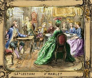 Die Lektüre von Hamlet (Shakespeare) - Johann Wolfgang von Goethe in Straßburg 1770 - Kupferstich nach Ludwig Pietsch (1824-1911) von Ludwig (after) Pietsch