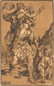 Aeneas rettet seinen Vater aus Troja von Ludwig Büsinck after Georges Lallemand