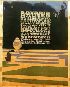 Bavaria Häuser im Sendlinger Unterfeld, unweit der Isaranlagen / Kinderspielplatz, Trambahn, Kath