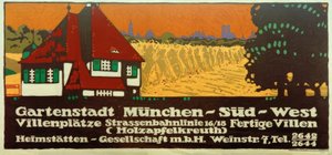 Gartenstadt München-Süd-West / Villenplätze / Straßenbahnlinie 16/18 / Fertige Villen (Holzapfelkreuth) / Heimstätten-Gesellschaft von Ludwig Hohlwein