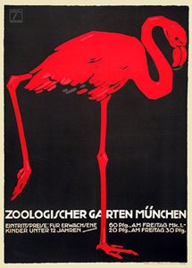 Zoo-Poster mit einem roten Flamingo