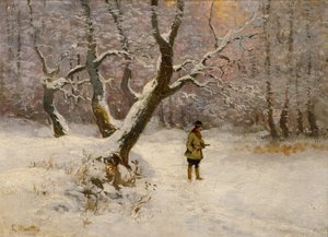 Winterlandschaft mit Jäger
