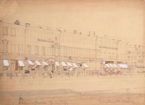 Das Demidov-Hotel am Newski-Prospekt in St. Petersburg, Mitte des 19. Jahrhunderts