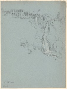 Der Wasserfall in Tivoli mit der Villa des Maecenas von Ludwig Thiersch