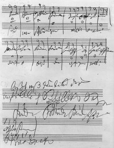 Handgeschriebene Partitur (Tinte auf Papier) von Ludwig van Beethoven