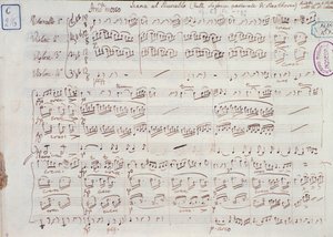 Seite der Partitur für Symphonie Nr. 6 in F-Dur, Opus 68, von Ludwig van Beethoven