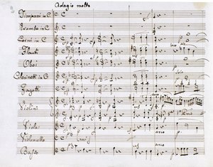 Notenblatt der Symphonie Nr. 1 in C-Dur von dem deutschen Komponisten Ludwig van Beethoven (1770-1827) (1799-1800) Mailand, Biblioteca del Conservatorio