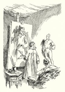 Illustration für Das Bildnis des Dorian Gray von Oscar Wilde (Lithografie) von Lui Trugo