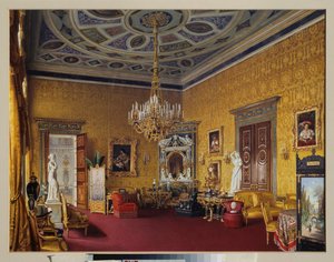 Der Lyons-Saal (der gelbe Zeichensaal) des Großen Palastes von Zarskoje Selo