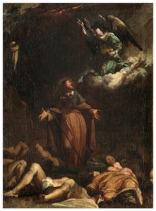 Nordquerhaus, Altar des San Rocco 1635, 45, San Rocco erwirkt das Ende der Pest, Gemalt unterer linker Teil von Luigi Miradori