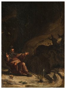 Nordquerhaus, Altar des San Rocco 1635, 45, San Rocco wird von den Tieren in der Wüste besucht, Gemalt unterer rechter Teil