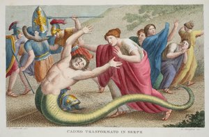 Kadmos in eine Schlange verwandelt, Buch IV, Illustration aus Ovids Metamorphosen, Florenz, 1832