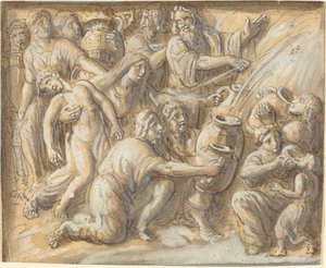 Moses schlägt Wasser aus dem Felsen von Luigi Ademollo