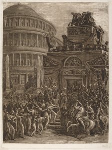 Der Leichnam von Hadrian liegt neben seinem Mausoleum aufgebahrt, spätes 18. - frühes 19. Jahrhundert von Luigi Ademollo