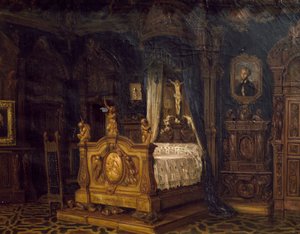Innenraum des Schlafzimmers des Adligen Gian Giacomo Poldi Pezzoli, ca. 1860 von Luigi Bisi