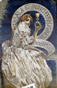 Werbung für den italienischen Digestif Marsala. Gemälde von Conconi von Luigi Conconi