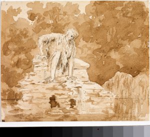 Apennino, Flussgott auf Felsen gemeißelt 1580 in Pratolino, Villa Demidov