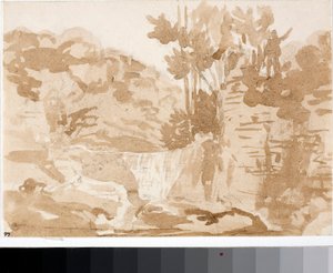 Landschaft mit Wasserfällen in Settignano, Toskana von Luigi Garibbo