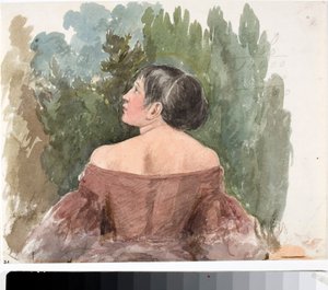 Porträt einer jungen Frau von hinten (Aquarell, ca. 1825)