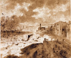 Küste in Genua während der Hochwasser von 1821 von Luigi Garibbo