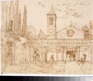 Ansicht einer Kirche im Renaissancestil (Tuschzeichnung, ca. 1825) von Luigi Garibbo