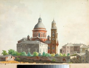 Ansicht der Basilika Santa Maria Assunta di Carignano in Genua (Aquarell)