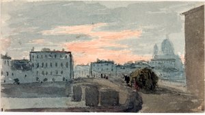 Ansicht der Brücke von Carraia, Florenz (Aquarell) von Luigi Garibbo