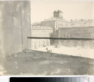 Ansicht über einen Platz von einem Fenster aus, Italien von Luigi Garibbo