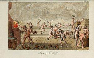 Russisches Bad. Illustration aus Il costume antico e moderno o storia del governo… von Giulio Ferrario, 1831