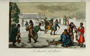 Eislaufbahn. Illustration aus Il costume antico e moderno o storia del governo von Giulio Ferrario, 1831