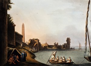 Alte Mauern und Obelisk von Kleopatra, Luigi Mayer (1755-1803), Gravur aus Vedute