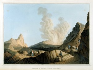 Krater des Stromboli - in „Ansichten in den osmanischen Herrschaftsgebieten, in Europa, in Asien und einigen Mittelmeerinseln“ von Luigi Mayer, London von Luigi Mayer