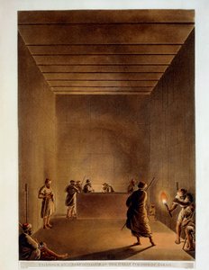 Ägypten, Raum und Sarkophag der Großen Pyramide von Gizeh, Gravur aus "Ansichten" von Luigi Mayer