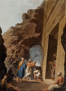 Eingang zur Grabkammer bei der Sphinx von Gizeh, Gravur von Luigi Mayer, aus Views in Egypt, Palestine and Other Parts of Ottoman Empire von Luigi Mayer