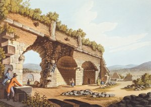 Europäische Reisende vor dem Tempel der Diana in Ephesus