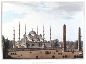 Moschee des Sultans Ahmed, Istanbul. In „Views in the Ottoman Dominions, in Europe, in Asia, and some of the Mediterranean islands“ von Luigi Mayer, London