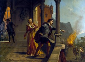 Le Trouvère (Il Trovatore) von Giuseppe Verdi. Chromolithographie von Luigi Morgari von Luigi Morgari