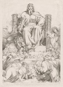 Und siehe, ein Thron stand im Himmel... (Gott der Sohn in Majestät auf dem Thron, umgeben von den vier Kreaturen und angebetet von den vierundzwanzig Ältesten) von Luigi Sabatelli I