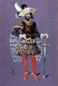 Blaubart. Zeichnung von Luigi Sapelli Caramba (1865-1936) von 1910 für die Oper Ariane und Blaubart von Paul Dukas