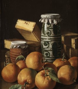 Stilleben mit Orangen und Süßigkeiten. Um 1764-65