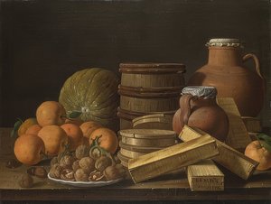 Stilleben mit Orangen und Walnüssen