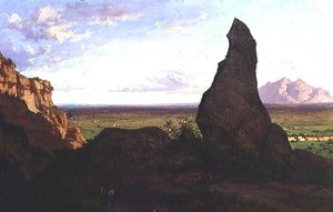 Landschaft mit markantem Felsen