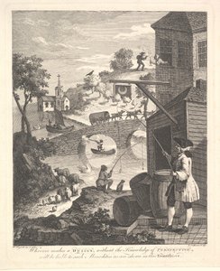 Satire auf falsche Perspektive: Frontispiz zu Kirbys Perspektive, Februar 1754 von Luke Sullivan