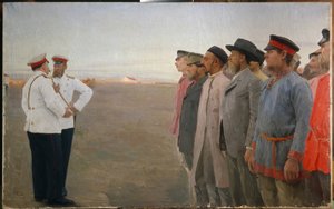 Die Rekrutierung von Lukjan Vasilievich Popov