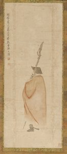 Stehender Mann in rotem Mantel von Luo Ping