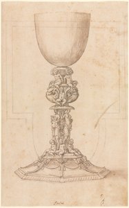 Entwurf für einen Kelch recto Architektonischer Plan verso, Mitte 1500er von Luzio Romano
