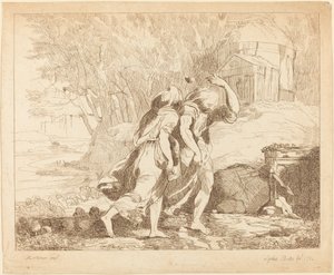 Zwei fliehende Figuren (Atlanta und Hippomenes?)