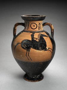 Schwarzfigurige Halsamphore mit zwei Reitern, 560-540 v. Chr. von Lydos (manner of)
